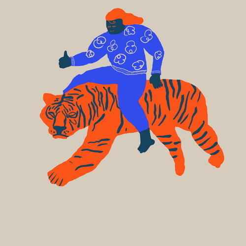 Man on a tiger