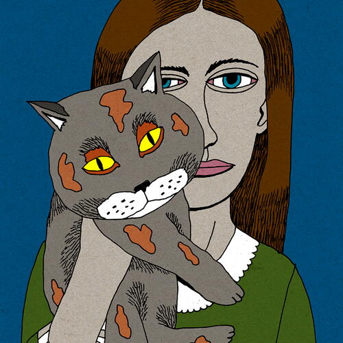 woman with cat