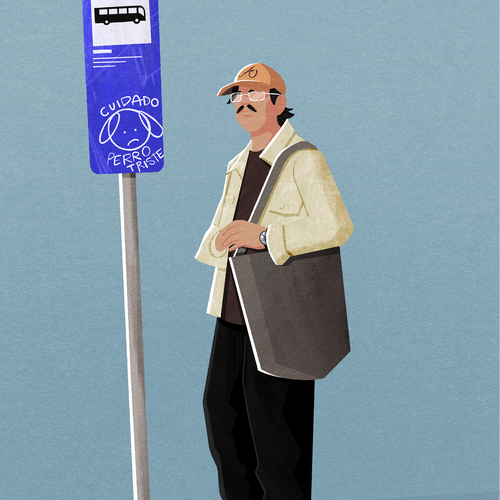 man at the bus stop