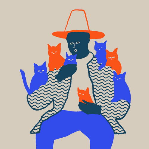 Man with cats